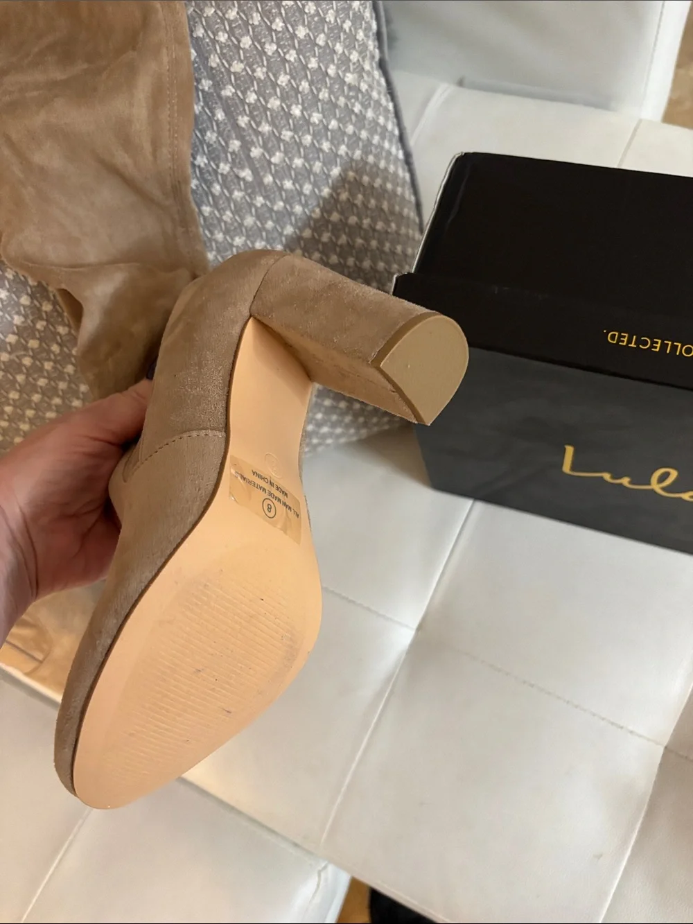 Lulu's Taupe Suede Over-the-Knee Block Heel Boots